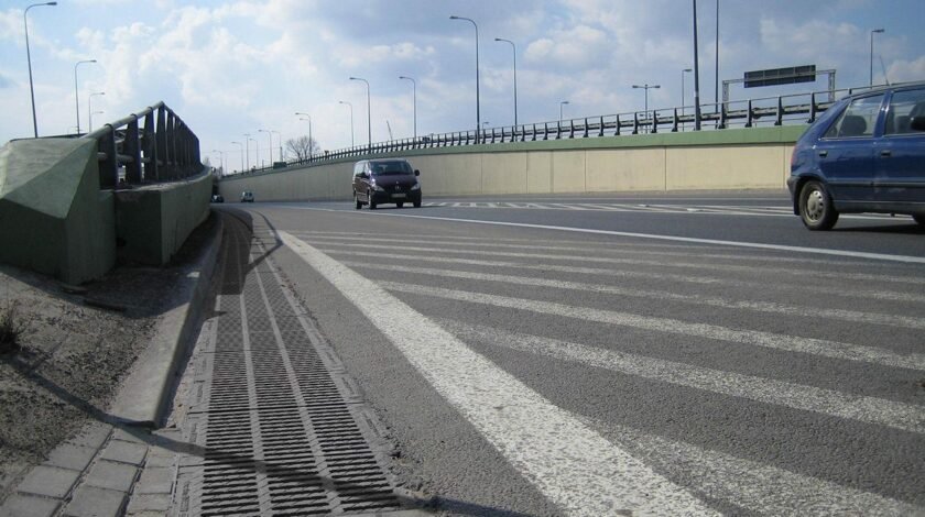 Multiple drainage channels along the motorway