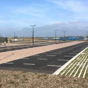 Extensive parking area of Skypark Exeter