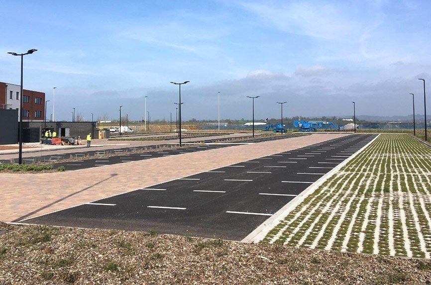 Extensive parking area of Skypark Exeter