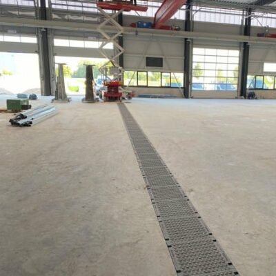 Concrete cable trough channel FASERFIX SERVICE CHANNEL installed at Wilhelm Schäfer Takeuchi Company Headquarters - Germany