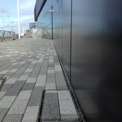 RECYFIX SLOTTED CHANNEL drains the exhibition centre in Liverpool view of the dock side