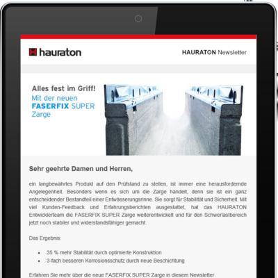 HAURATON Newsletter auf einem Tablet