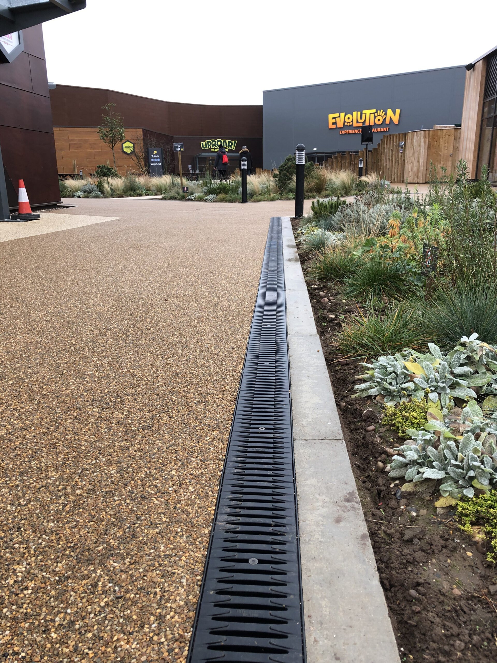 RECYFIX PRO installed along planted public space area at yorkshire wildlife park the hive