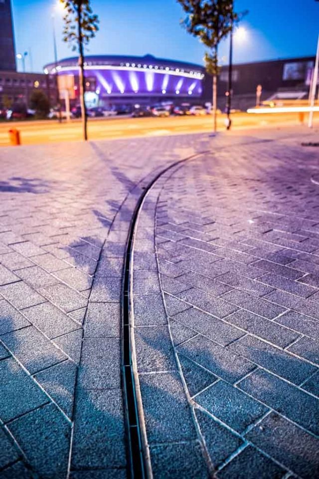 Slotted channel in front of Concert hall Nospr in Poland
