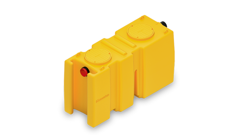 żółty separator ropopochodnych z tworzywa PE firmy hauraton aquafix park z dwoma włazami