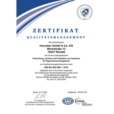 Crtificato DIN EN ISO 9001
