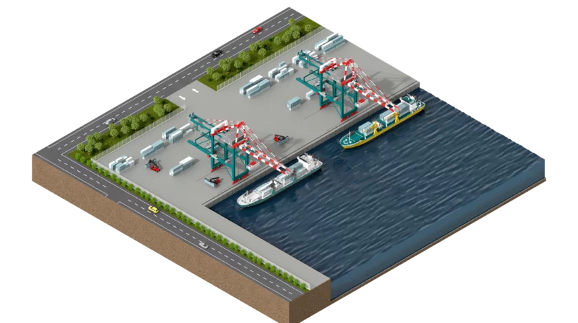 визуализация приложение пристанища и контейнерни терминали