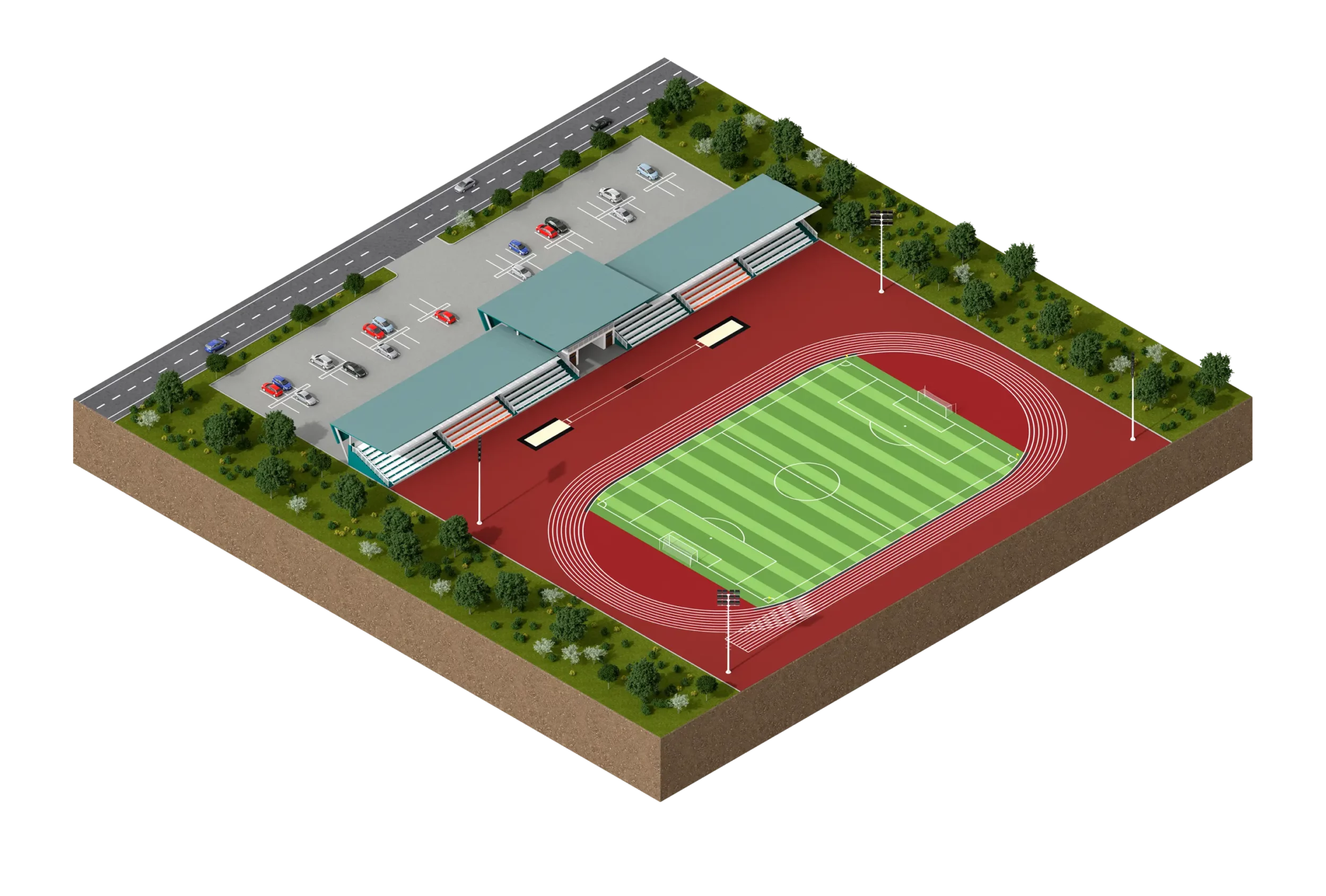 Wizualizacja obszaru zastosowania systemów zagospodarowania wód opadowych na obszarze Stadiony i obiekty sportowe