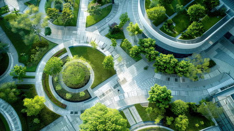 Städtische Strukturen mit viel Grün