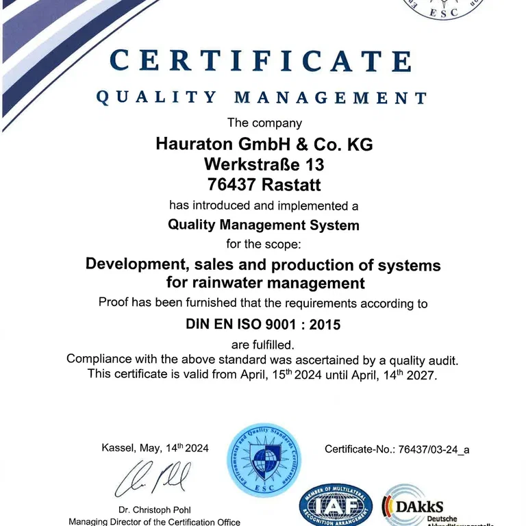 Certificate with quality aspect