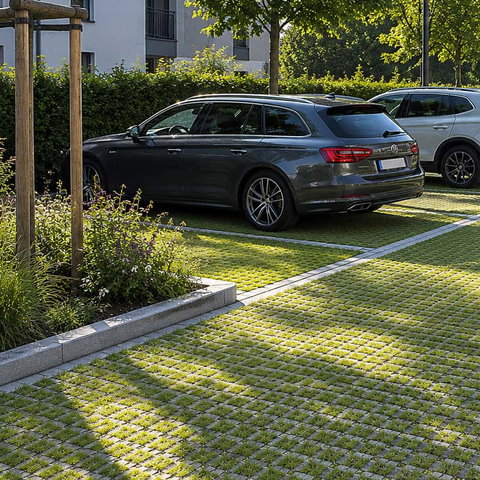 Recyfix Grid Super - begrünte und wasserdurchlässige Fläche